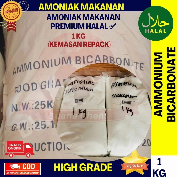 

Amoniak Makanan 1 KG HALAL / Amoniak Kue / Ammonium Bicarbonate