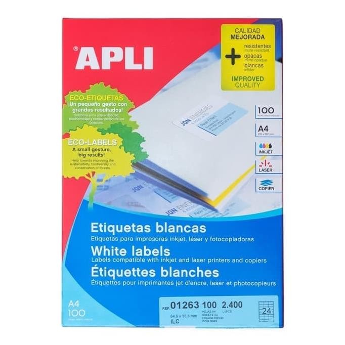 

Apli Labels White Paper 210x297mm Ref 01281