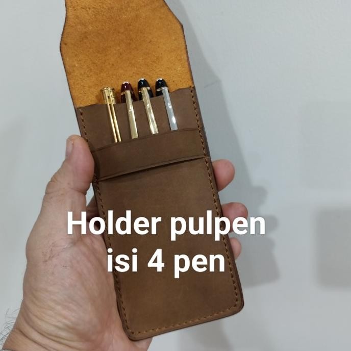 

TERMURAH - HOLDER CASE TEMPAT PENA KULIT ASLI ISI 4 PEN