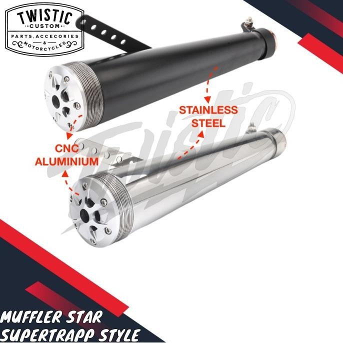 Knalpot Muffler Silencer Slip On Star Supertrapp Style Motor Royal Enfield W175 W250 Sr400 Harley Tr