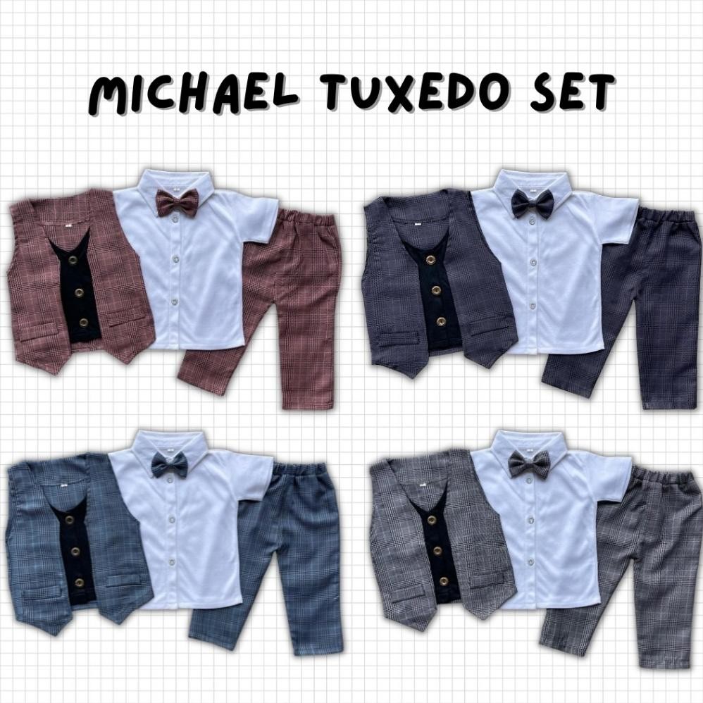 setelan tuxedo jas anak fashion bayi laki2 1-2 TAHUN fashion chael Tuxedo set celana panjang anak 1 