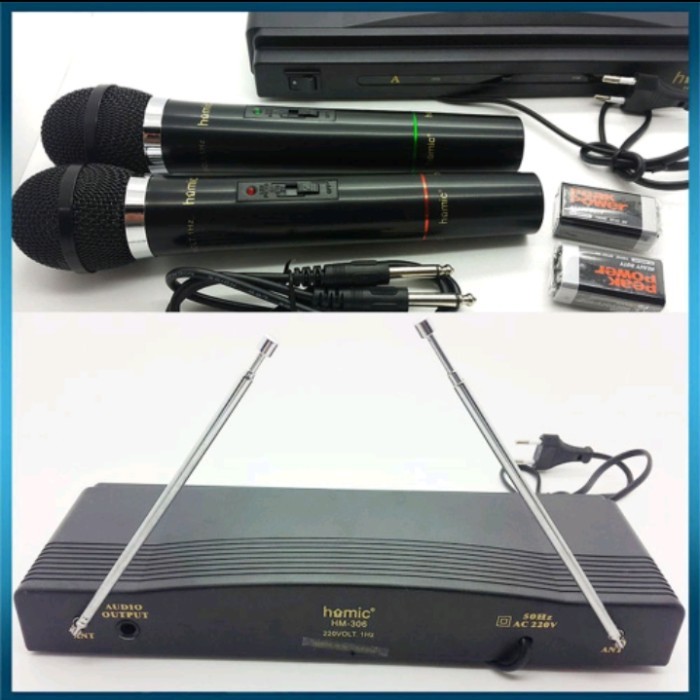 Promo Mic Homic Hm-306 Double Microphone/Mic Tanpa Kabel/Microphone Wireless