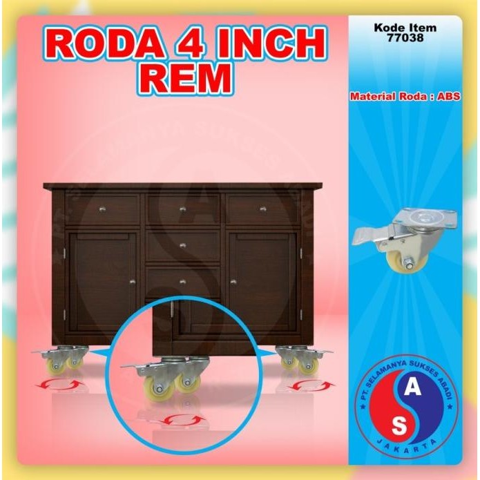 RODA NYLON PUTIH 4 INCH + REM RODA CASTER RODA TROLLEY RODA TROLI TERMURAH 2807T