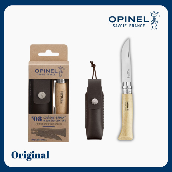 BOOM SALE Opinel No. 08 Stainless Steel + Sheath - Pisau Lipat Outdoor
