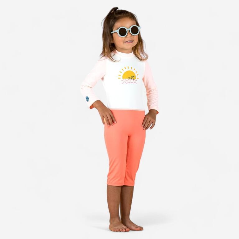 Decathlon NABAIJI Baju Lengan Panjang Anti UV Renang Anak Motif Sunset Putih/Pink - 8851750