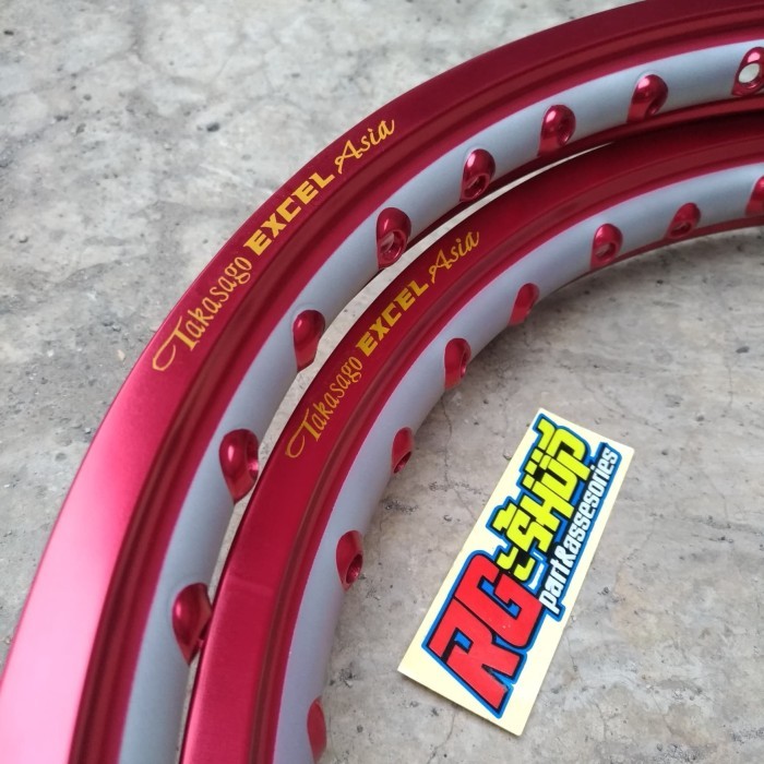 Velg takasago two tone red silver ring 17 1.20-1.40 ori thailand