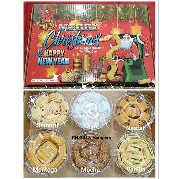 

Kue Kering Kado Natal&Thn Baru/Isi 6Box Tiap Tahun/Hampers/Merry Christmas/Bhn Premium
