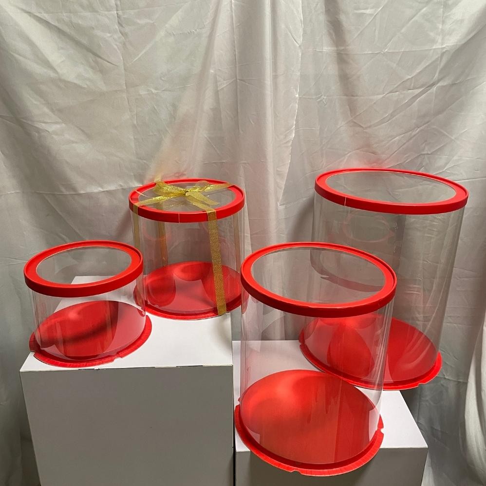 

Box Kue Natal Dus Kue Natal Kotak Kue Natal Transparant Mika Tabung Bulat Plus Pita