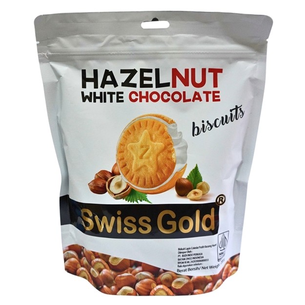 

S18085 SWISS GOLD HAZELNUT WHITE CHOCOLATE BISCUIT 200GR MAJU BERSAMA (20250313)