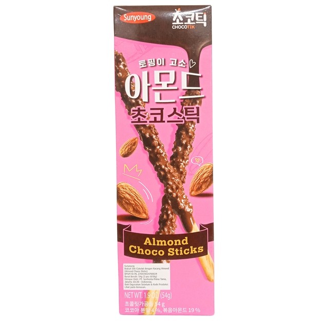 

S15156 BISCUIT KOREA SONYOUNG ALMOND CHOCO STICK 54GR KOTAK MAJU BERSAMA (20250123)