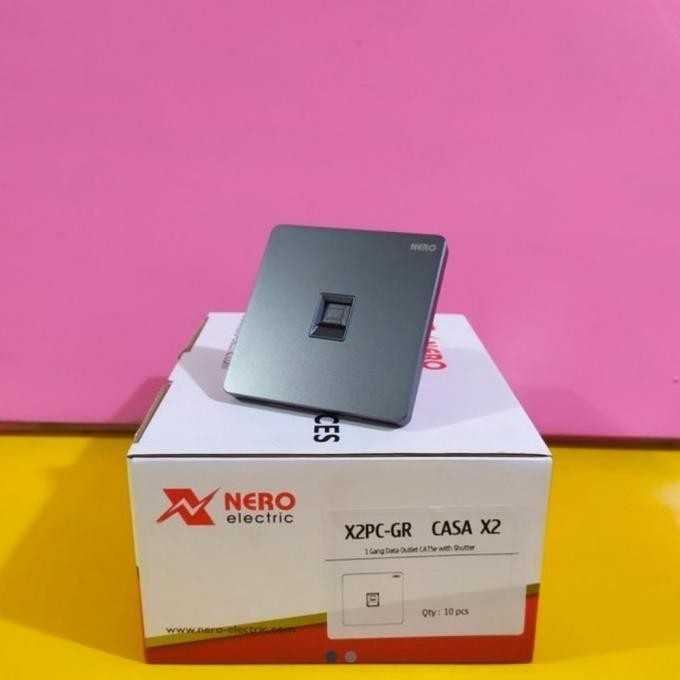 NERO CASA STOP KONTAK DATA OUTLET CAT5E X2PC-GR 1 GANG ORIGINAL MURAH X2PC GREY 1111T
