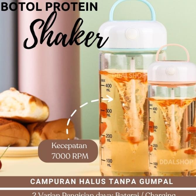 Botol Minum Shaker Portable Bottle Gym Pengaduk Otomatis Protein Shake