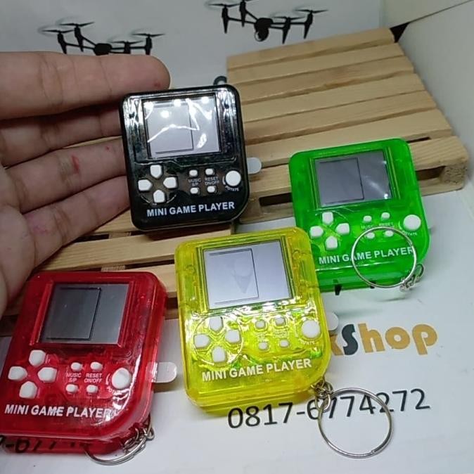 Mini Tetris Game Console Keychain gantungan kunci game tetris