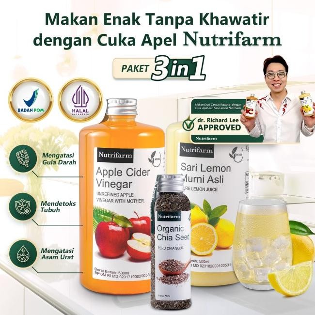 

Nutrifarm Paket 3In1 Cuka Apel Sari Lemon Chia Seed