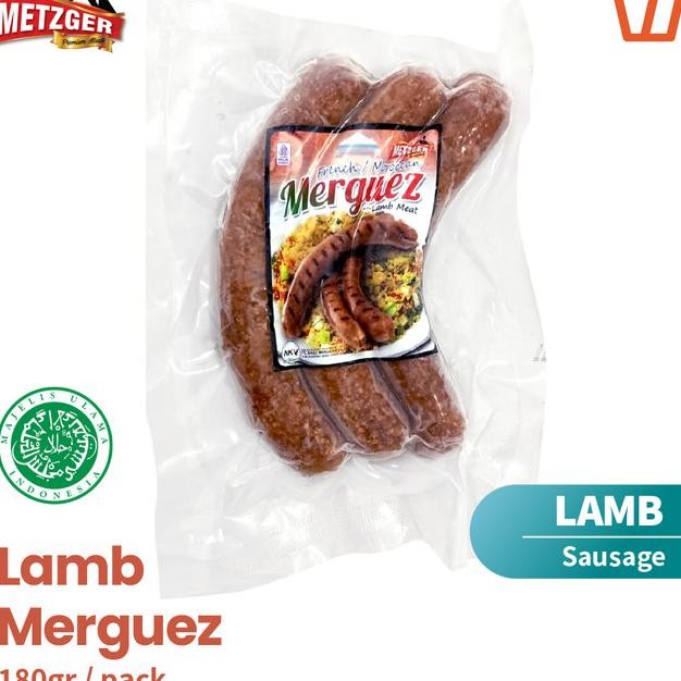 

Lamb Merguez Sausage Sosis Halal Kambing Metzger 180Gr