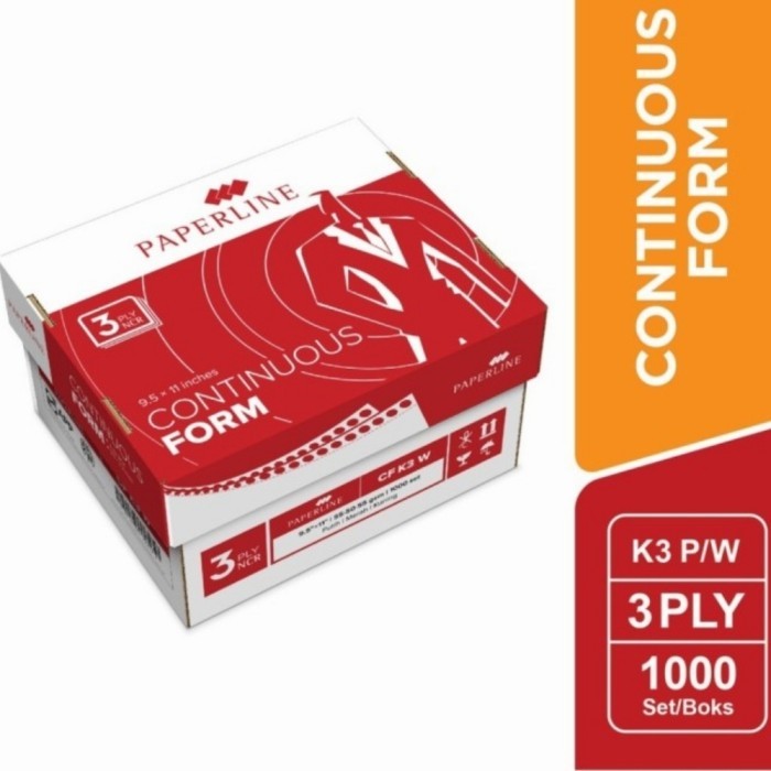 

continuous form 3ply NCR 9,511 inch putih merah kuning 1000set