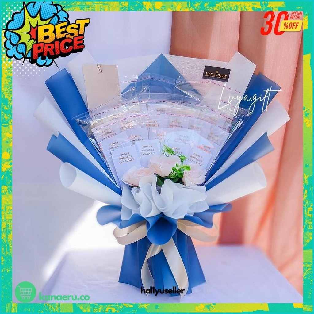 

Lvya.Gift (20M) 20 Lembar Buket Uang Kosongan Kosong Bahan Mix Spundbond Dan Cellophane Promo