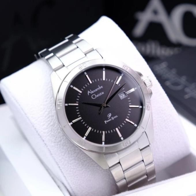 Alexandre Christie AC1011 AC 1011 SILVER BLACK Jam tangan Pria