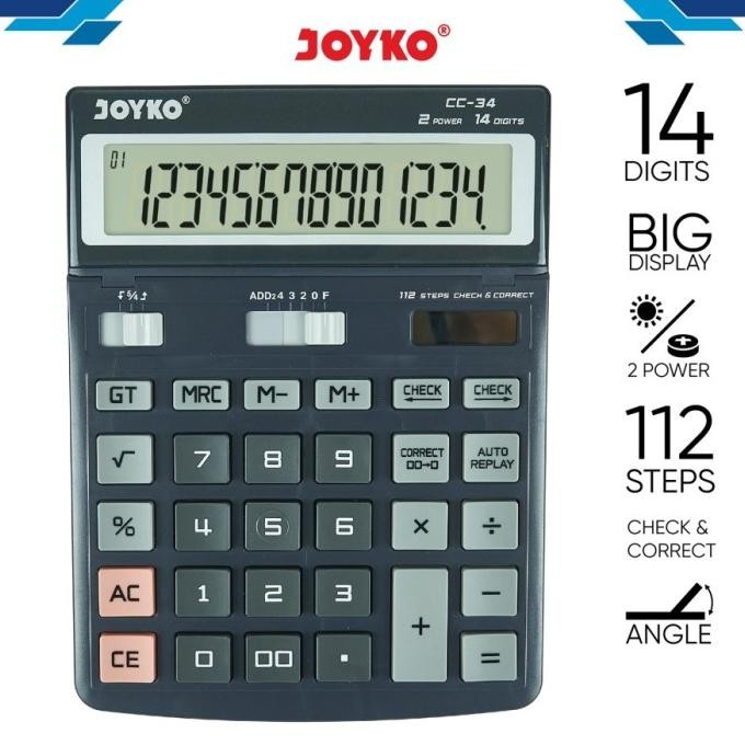 

TERSEDIA JOYKO CC-34 KALKULATOR CHECK CORRECT 14 DIGIT -CALCULATOR DESKTOP CC34