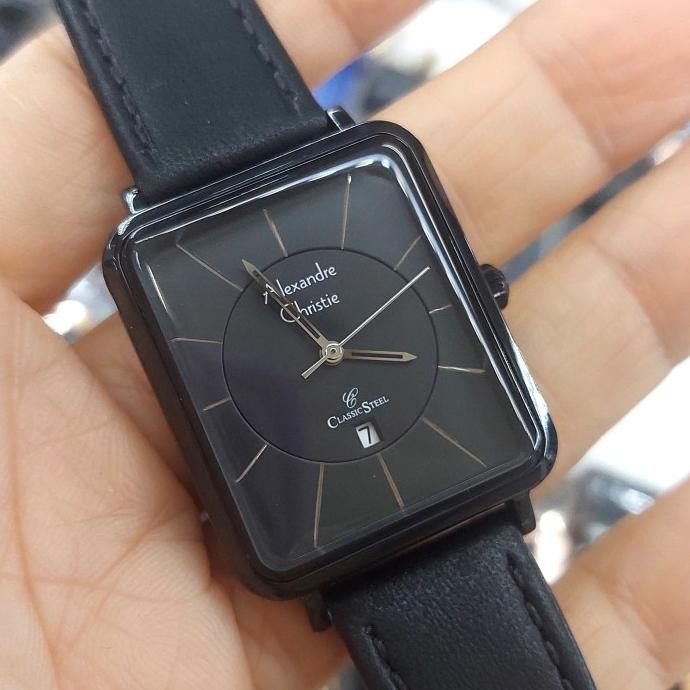 JAM TANGAN WANITA ALEXANDRE AC8662 AC 8662 BLACK LEATHER STRAP ORIGINA