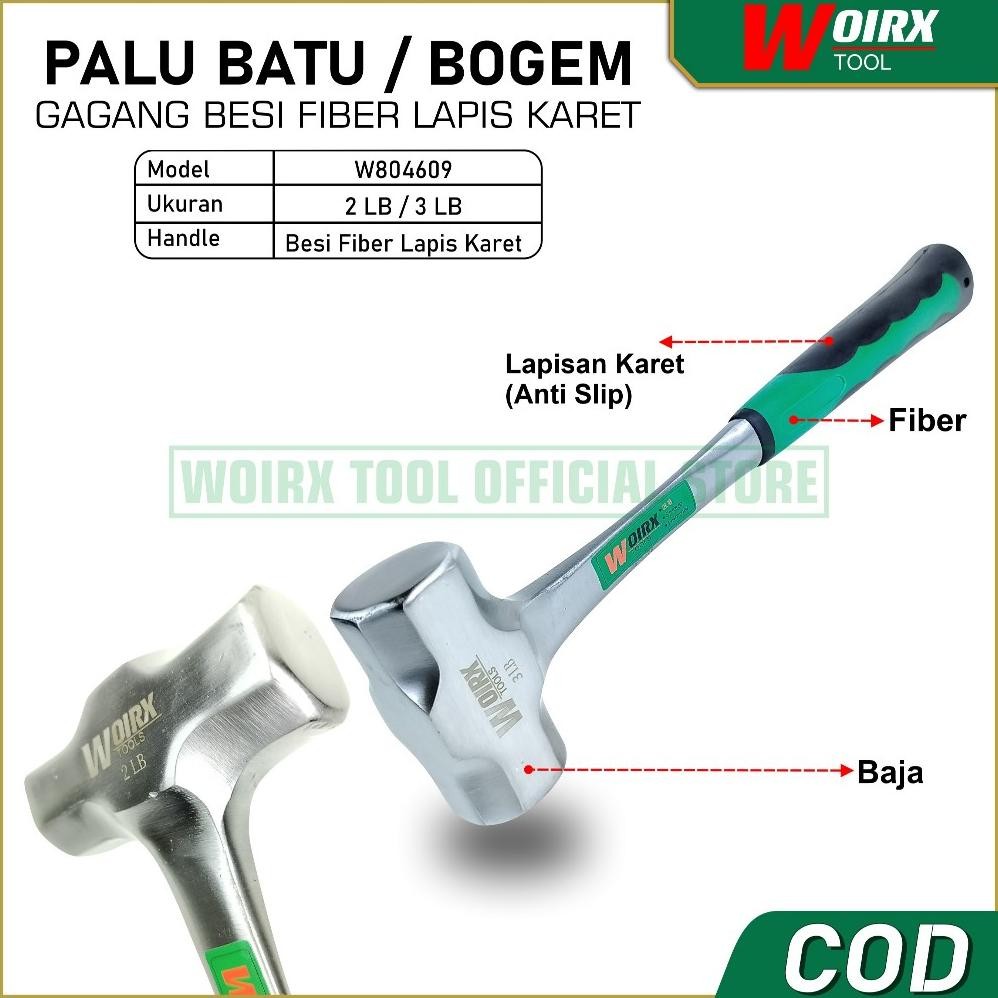 Palu Batu Palu Besi Bogem 2LB 1kg 3LB 1.5kg Gagang Besi Fiber Lapis Karet