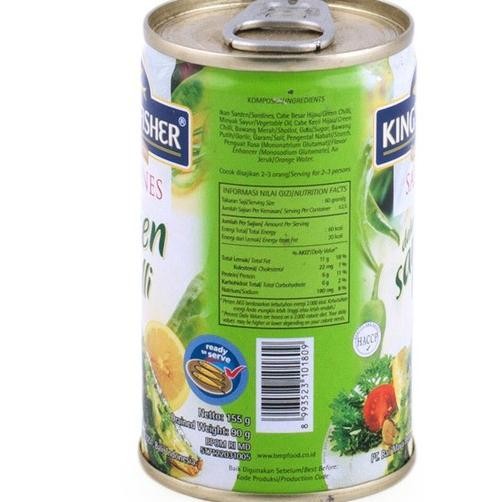 

Paket 1 Dus 50Pc King'S Fisher Sarden Ni Sambal Hijau Kaleng 155G