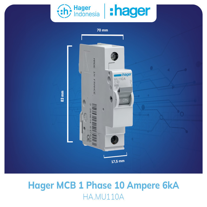 Terbaru Hager Mcb 10A 10 Ampere 1P 1 Phase 6Ka Mcb Listrik Mu110A -Gratisongkir