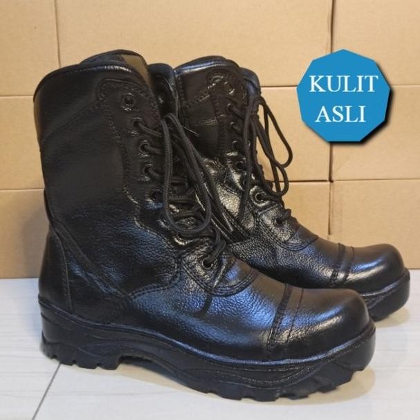 Sepatu Polisi Pdl Pdh Satpam Satpol Pp Kulit Asli Ujung Besi Tni Polri Polpp Security Pria Keren