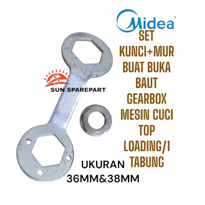set kunci+mur/kunci untuk buka baut gearbox mesin cuci Midea top loading/1 tabung
