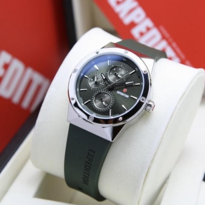 JAM TANGAN WANITA ORIGINAL EXPEDITION E6818 E 6818 SILVER GREEN