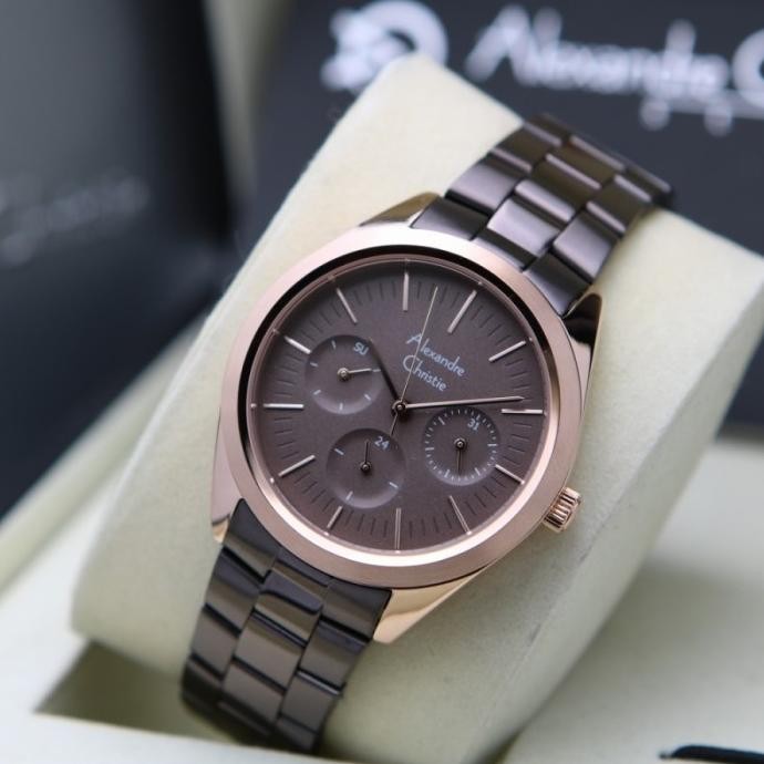 ALEXANDRE CHRISTIE AC2817 AC 2817 BROWN ROSEGOLD JAM WANITA ORIGINAL