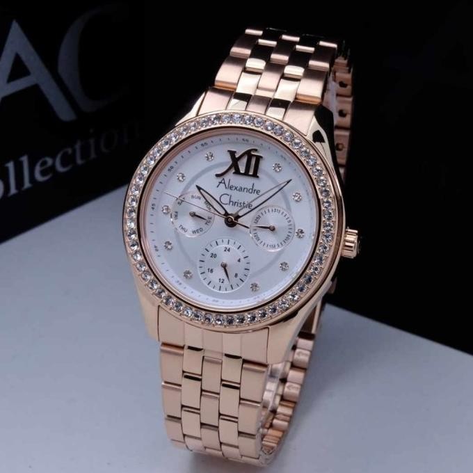 JAM TANGAN WANITA ALEXANDRE CHRISTIE AC2496 AC 2496 ROSEGOLD WHITE