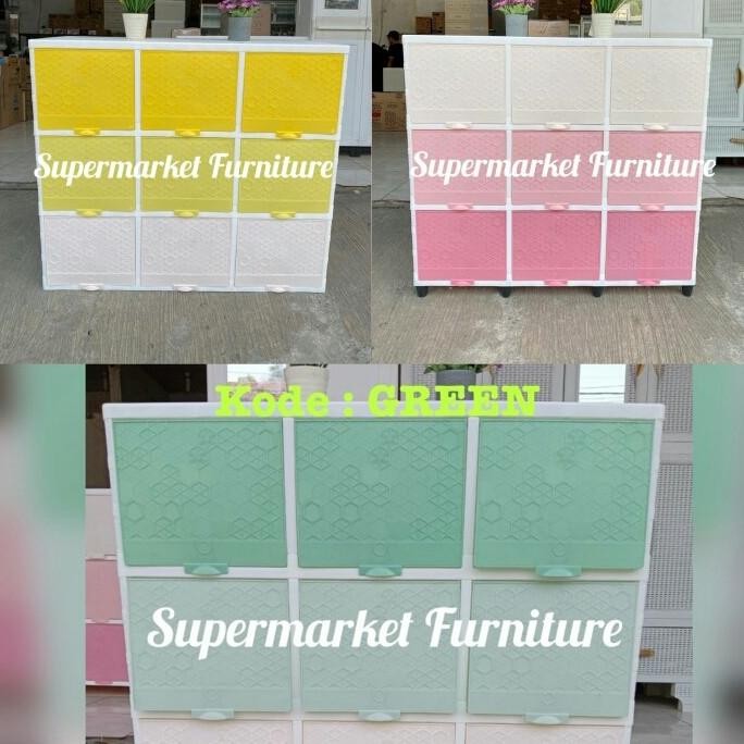 LEMARI PLASTIK CLUB TRIPLE FLIP 3 SUSUN