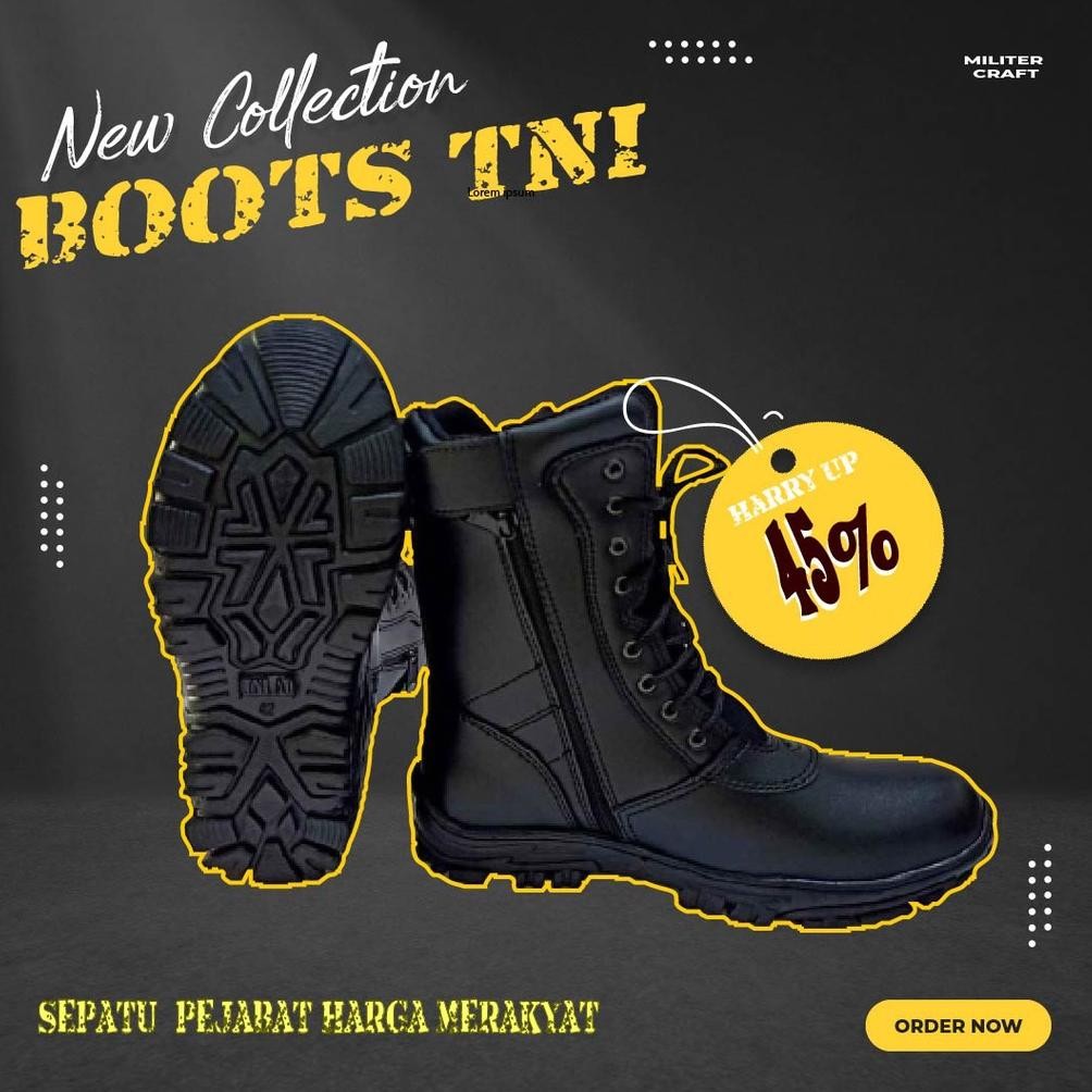 Sepatu Polisi Pdl Pdh Satpam Satpol Pp Tni Ad Polri Resleting Safety Sole Kulit Sintetis Asli Lb01 P