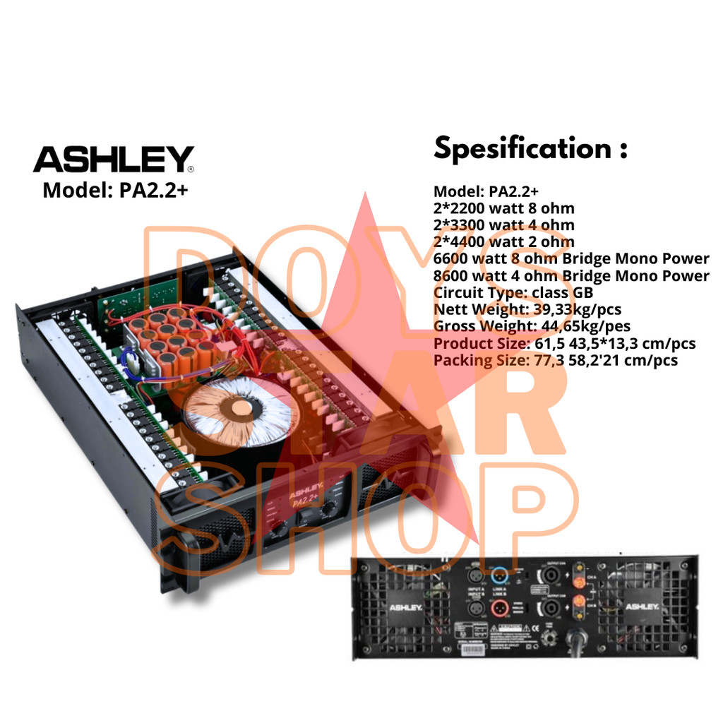 ORIGINAL ASHLEY PROFESSIONAL POWER AMPLIFIER ASHLEY PA2.2+