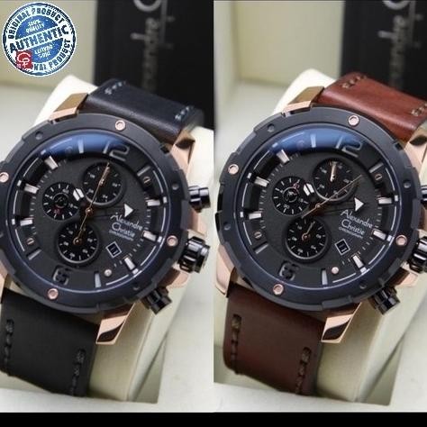 ALEXANDRE CHRISTIE AC6410 MC / AC 6410 MAN BROWN RG LEATHER JAM TANGAN