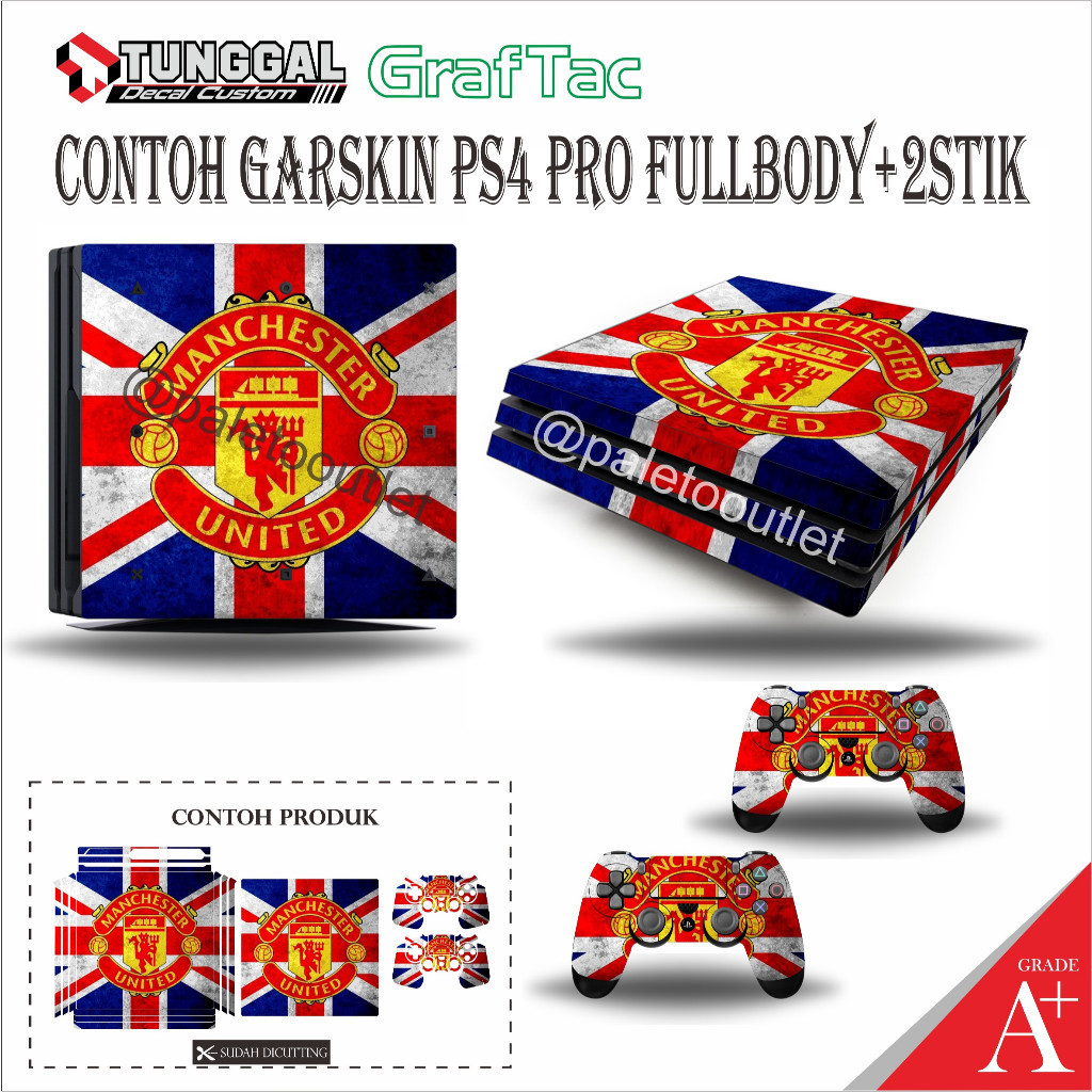 Wrap* Stiker Ps4 Slim Fat Pro Manchester United Ac Milan Wrap Skin Garksin CUSTOM Gratis (2pcs)