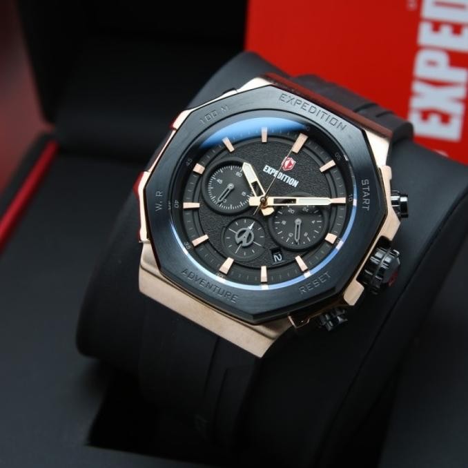 EXPEDITION E6816 E 6816 BLACK RUBBER BAND JAM TANGAN PRIA ORIGINAL