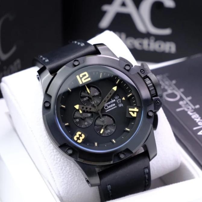 ALEXANDRE CHRISTIE AC6295 MC AC 6295 MC FULL BLACK JAM TANGAN ORIGINAL