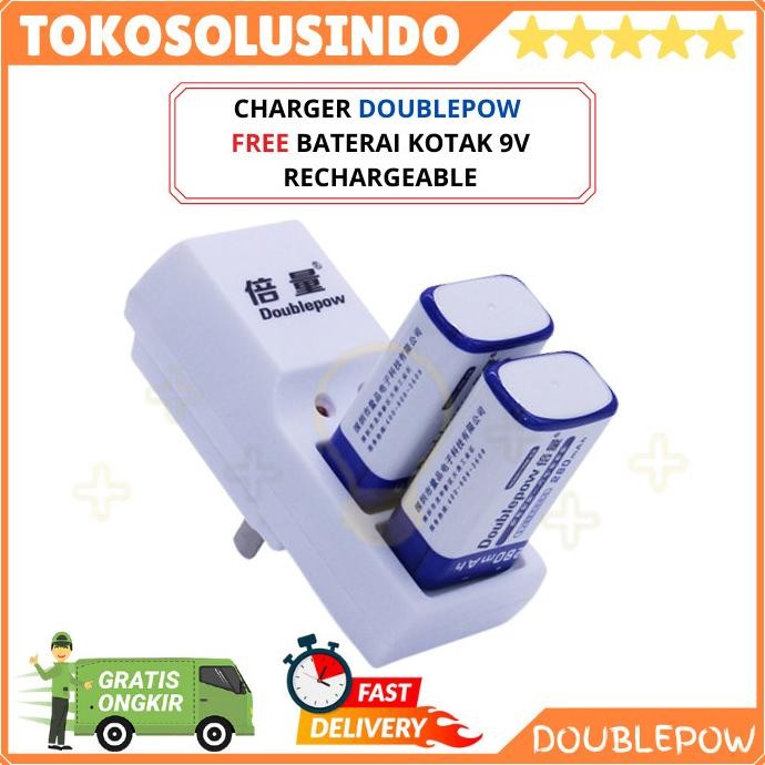 Cas/Charger Batre / Battery Kotak 9V Doublepow Original Rechargeable