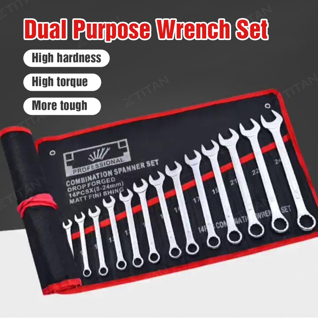 14 pcs Set Kunci Reparasi Mobil, Set Kunci Pas Ratchet, Set Kunci Pas, Perkakas Tangan, Set Kunci Pa