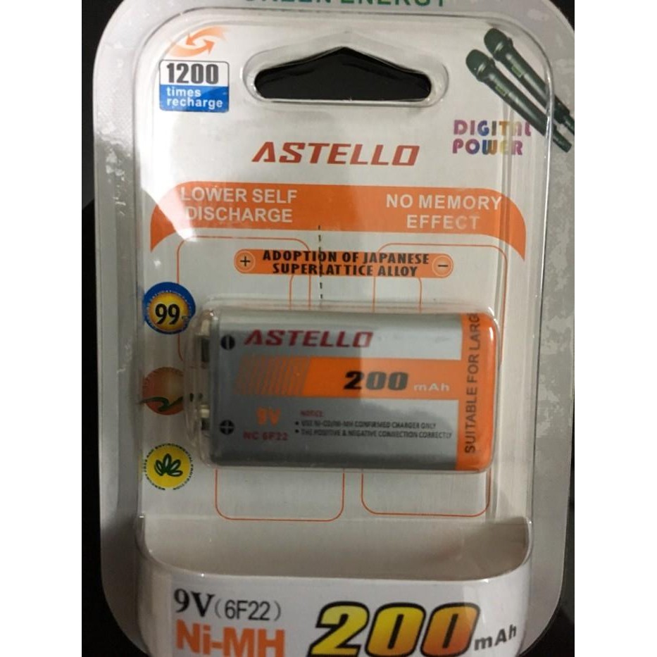 Baterai Kotak 9V 200Mah Batre Cas Ulang Rechargeable Baterai Kotak