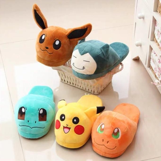 SANDAL BONEKA SNORLAX POKEMON EEVEE PIKACHU SEPATU RUMAH KAMAR TIDUR