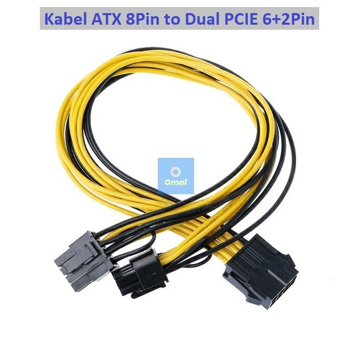 Kabel ATX 8pin Female to Dual 8pin 6+2 Female VGA PSU Power PCIE HEMAT