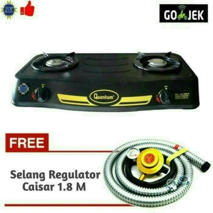 Quantum QGC-201 DMPB Kompor Gas 2Tungku+ Selang Regulator-Paket Hemat