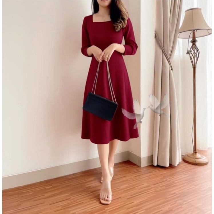 WTYU VILLANORE Dress Baju Summer PolosTile Remaja Dewasa Seragam Pesta Wanita Gereja Natal - Sage Gr