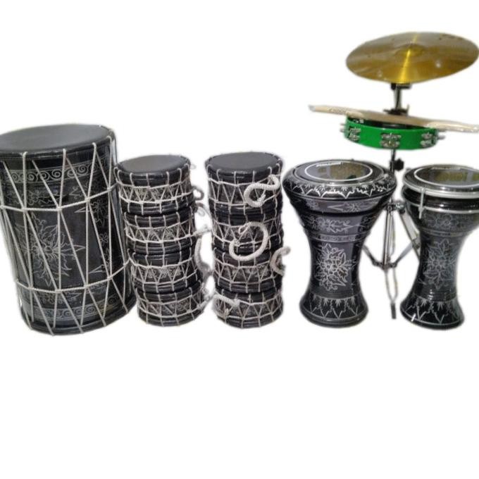 Marawis 1 Set Lengkap 12 Alat Polos / Marawis Batik / Marawis Ukir Original Dan Terpercaya