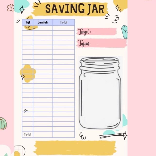 

Loose Leaf Tantangan Menabung Tabungan Target Saving Jar Budgeting Keuangan Kertas isi refil binder a5