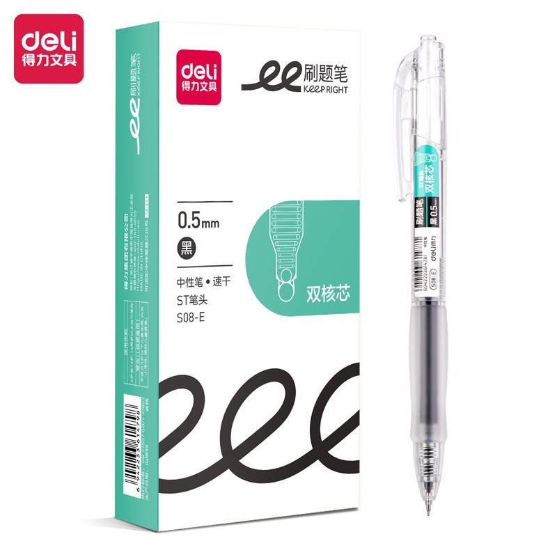 

Deli S08-E Gel Pen Pulpen Gel Retractable Tinta Hitam 0.5mm 1 PCS