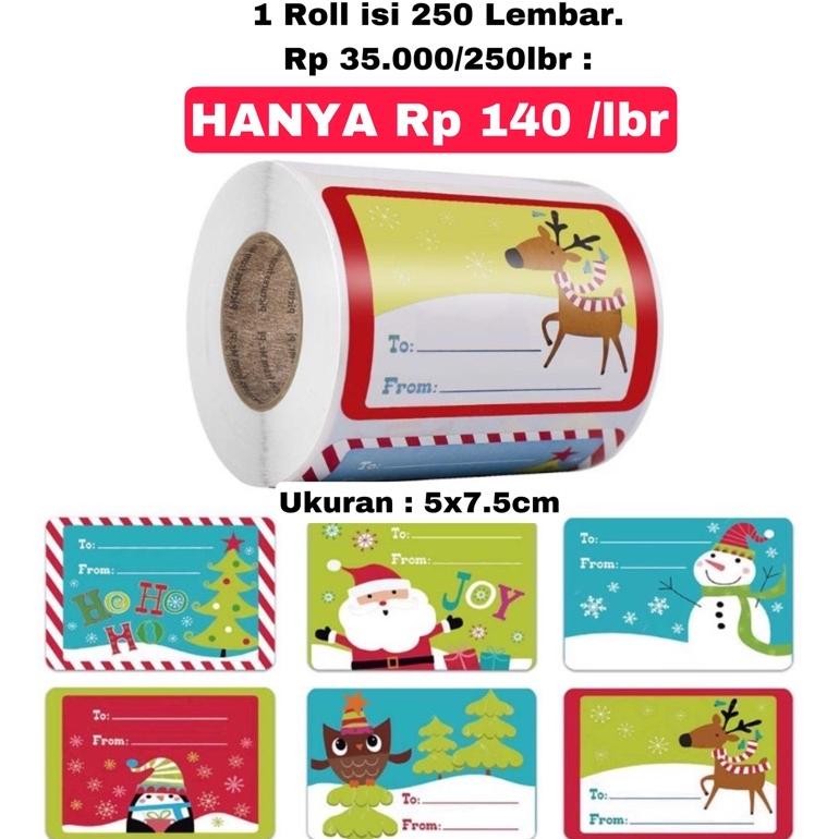 

HGT 250pcs Sticker Label HangTag Natal Christmas Murah Stiker Tempelan Hampers Kado